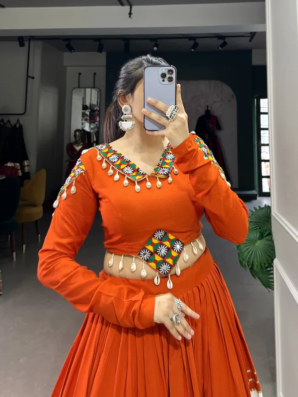 Orange_&_White_Gamthi_Patchwork_Lehenga_Choli_with_Gota_Patti_Detailing