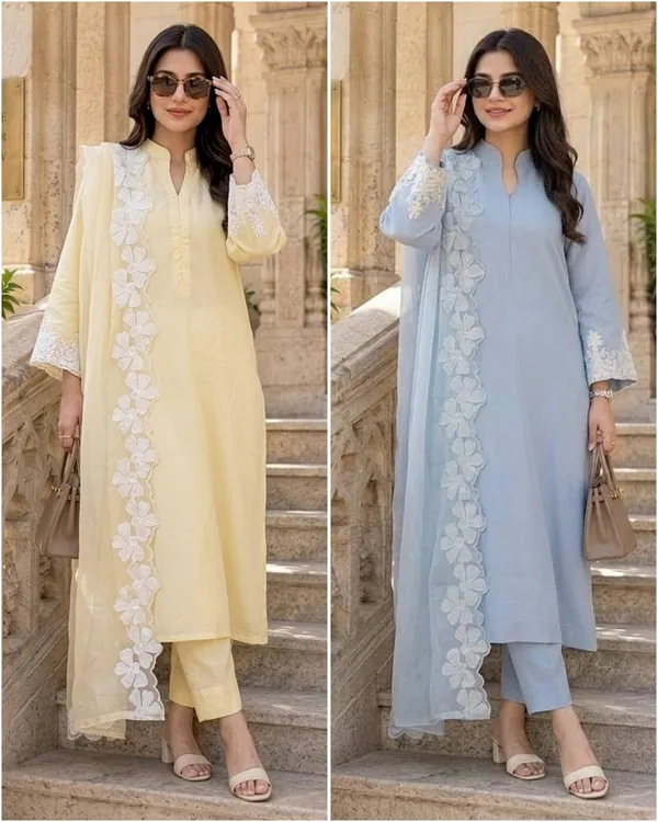 Pastel_Yellow_Chanderi_Silk_Embroidered_Kurti_Pant_Set_with_Organza_Dupatta_–_3-Piece_Ethnic_Suit_Set