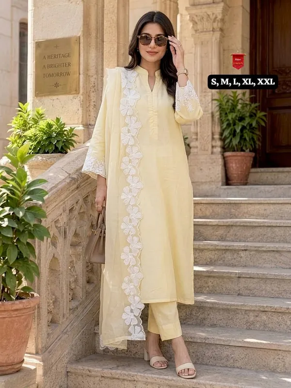 Pastel_Yellow_Chanderi_Silk_Embroidered_Kurti_Pant_Set_with_Organza_Dupatta_–_3-Piece_Ethnic_Suit_Set