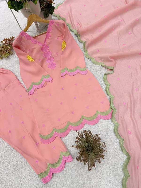 Peach_Pink_Heart_Print_Kurta_Pant_Set_with_Dupatta_for_Women