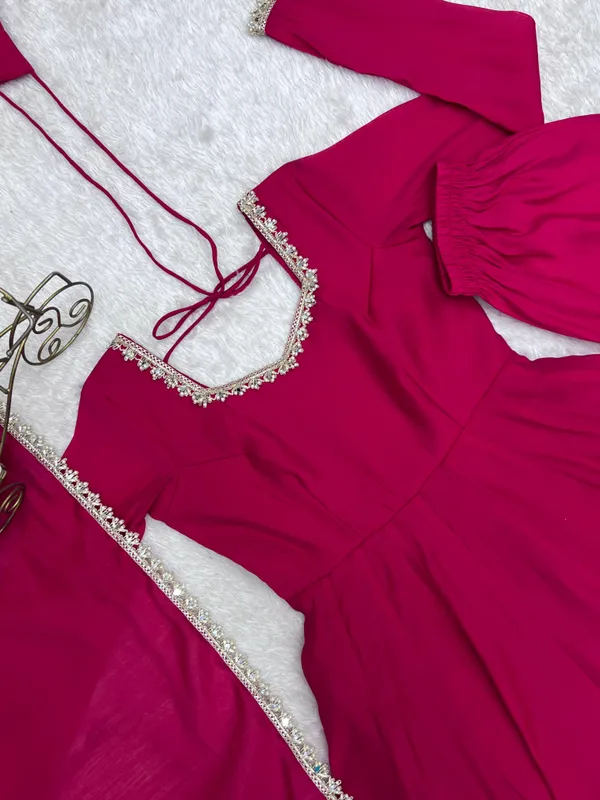 Pink:_Fuchsia_Bloom_Flared_Anarkali_Suit_with_Dupatta