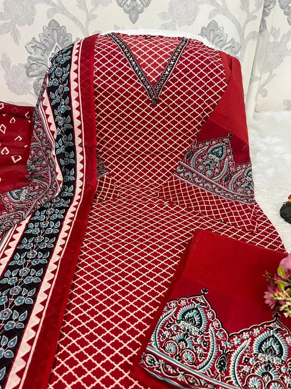Premium_Cotton_Printed_3-Piece_Kurti_Set_with_Pant_&_Dupatta_–_V-Neck_Ethnic_Suit_Set