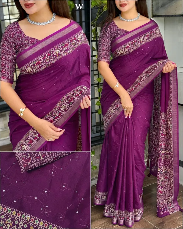 Purple_Ajrakh_Printed_Pure_Mul_Cotton_Saree_with_Zari_Jacquard_Border