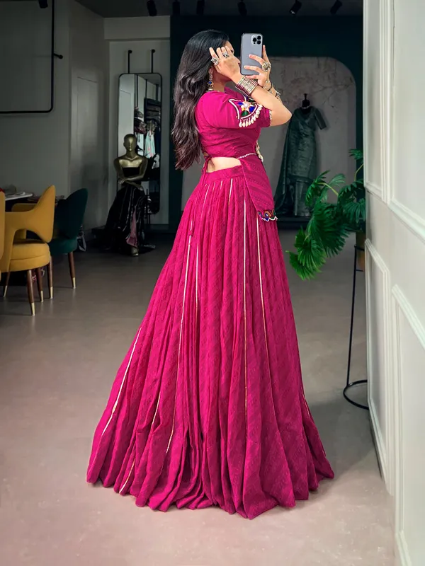 Rani_Pink_Georgette_Printed_Navratri_Lehenga_with_Gota_Patti_&_Gamthi_Mirror_Work_Blouse