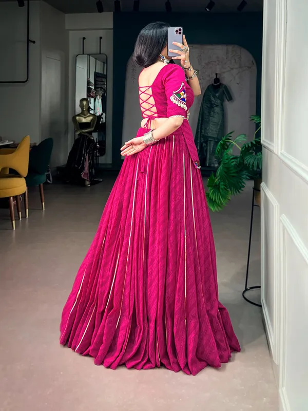Rani_Pink_Georgette_Printed_Navratri_Lehenga_with_Gota_Patti_&_Gamthi_Mirror_Work_Blouse
