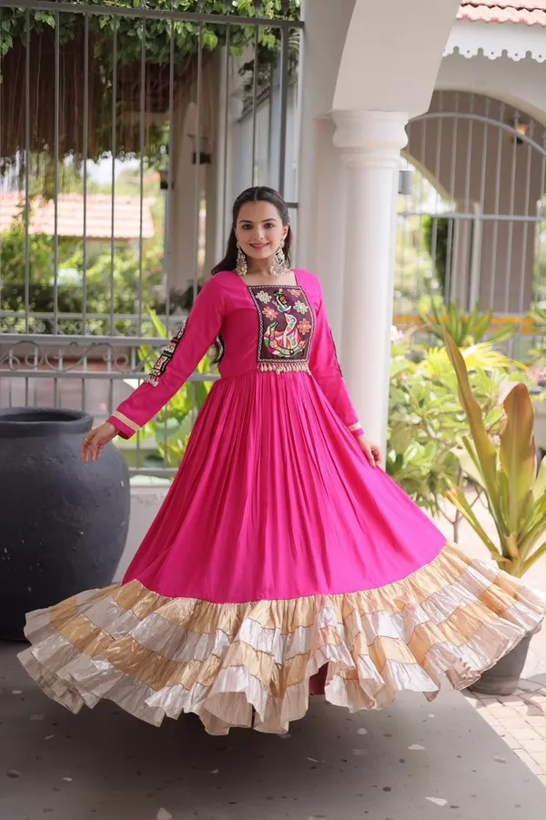 Rani_Pink_Rayon_Kutchi_Gamthi_Work_Navratri_Gown_–_12_Meter_Flare_Embroidered_Garba_Dress