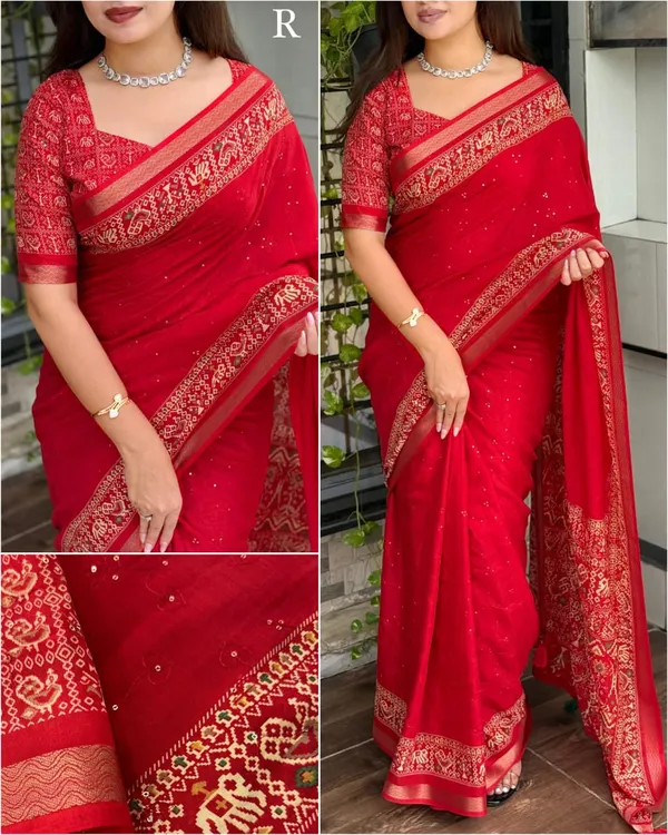 Red_Ajrakh_Printed_Pure_Mul_Cotton_Saree_with_Zari_Jacquard_Border