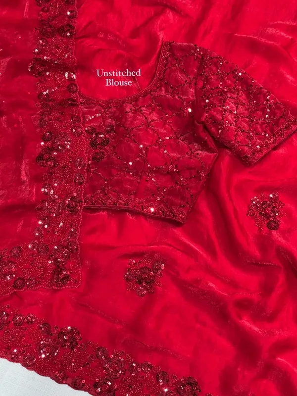 Red_Fandy_Satin_Heavy_Beads_&_Sequins_Work_Saree_with_Blouse