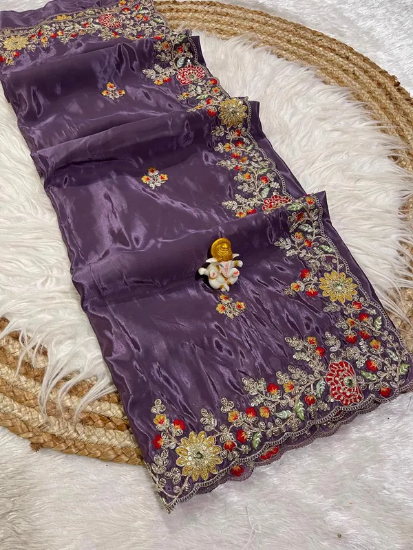 Purple_Satin_Embroidered_Saree_For_Women