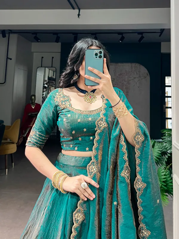 Teal_Blue_Aabha_Zari_Designer_Lehenga_Choli_with_Dupatta
