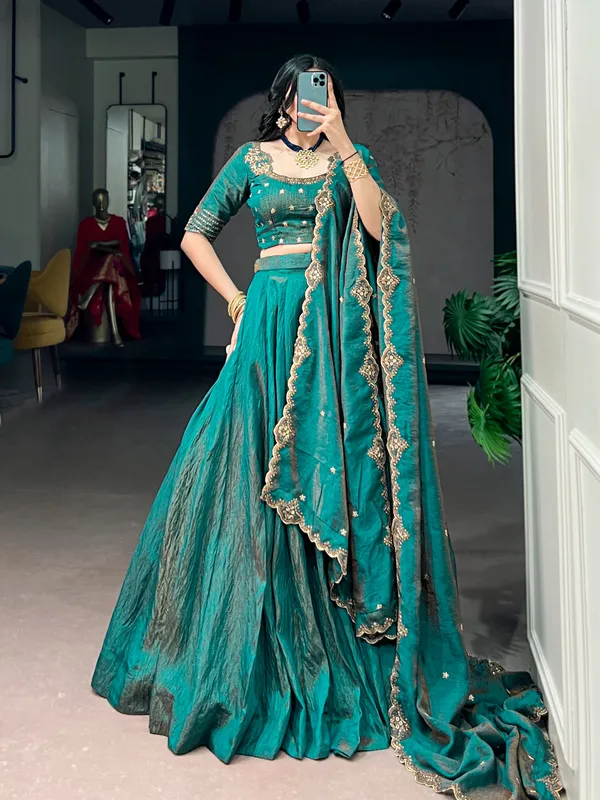 Teal_Blue_Aabha_Zari_Designer_Lehenga_Choli_with_Dupatta