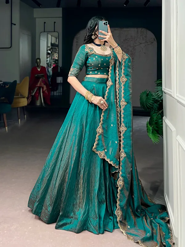 Teal_Blue_Aabha_Zari_Designer_Lehenga_Choli_with_Dupatta