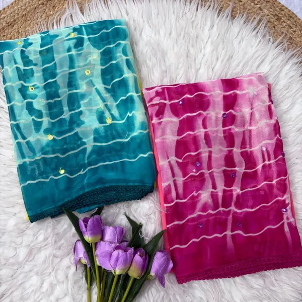 Teal_Blue_Wetless_Print_Saree_with_Aari_Work_&_Lace_Border_with_Blouse