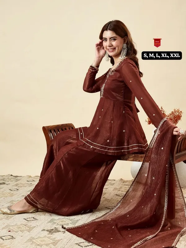 Wine_Brown_Fandy_Silk_Embroidered_Kurti_Pant_Dupatta_Set_with_Full_Sleeves_–_3-Piece_Ethnic_Suit_Set