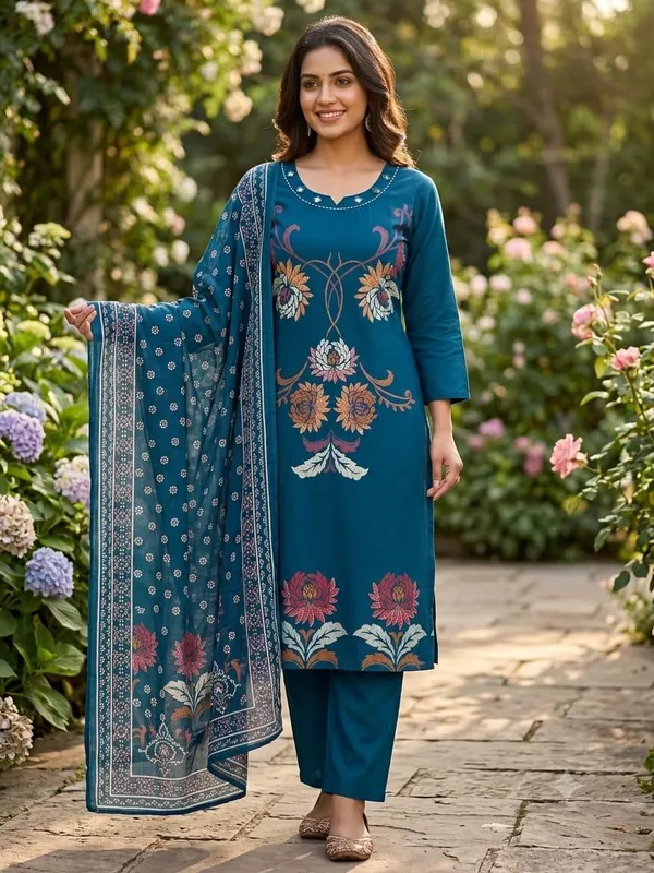 Teal_Printed_Straight_Suit_Set_For_Women