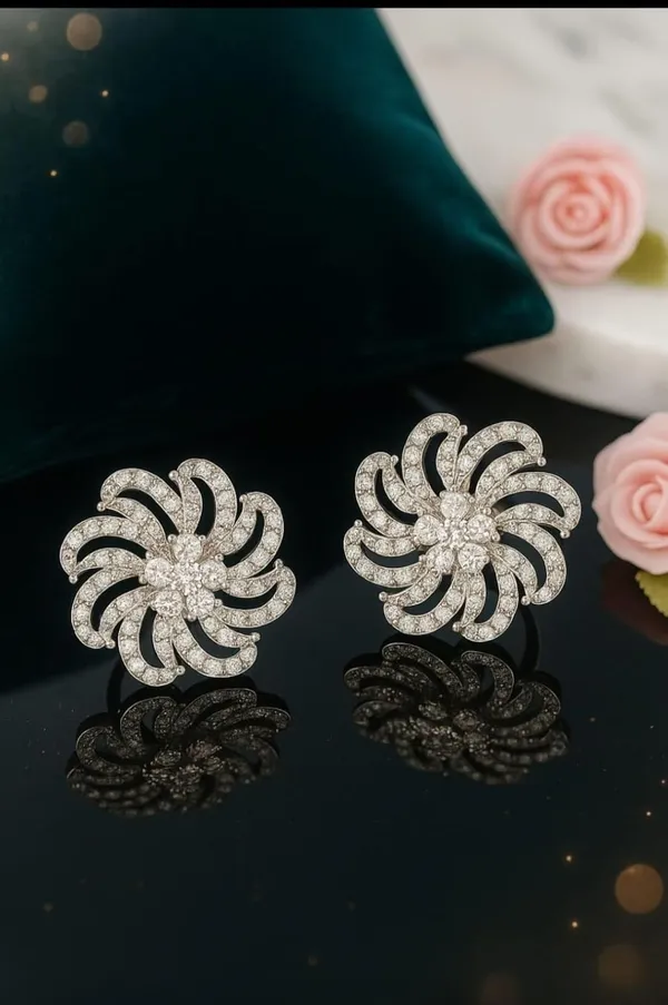 Silver_Floral_Marquise_Crystal_Stud_Earrings_For_Women
