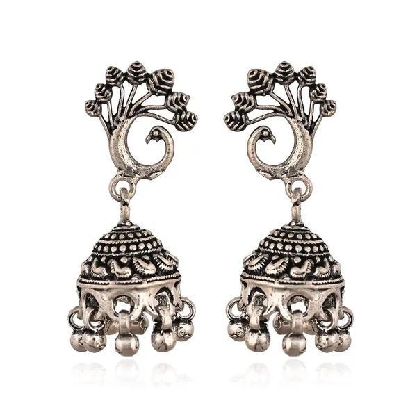 Silver_Oxidized_Peacock_Jhumka_Earrings_For_Women
