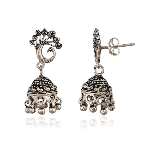 Silver_Oxidized_Peacock_Jhumka_Earrings_For_Women