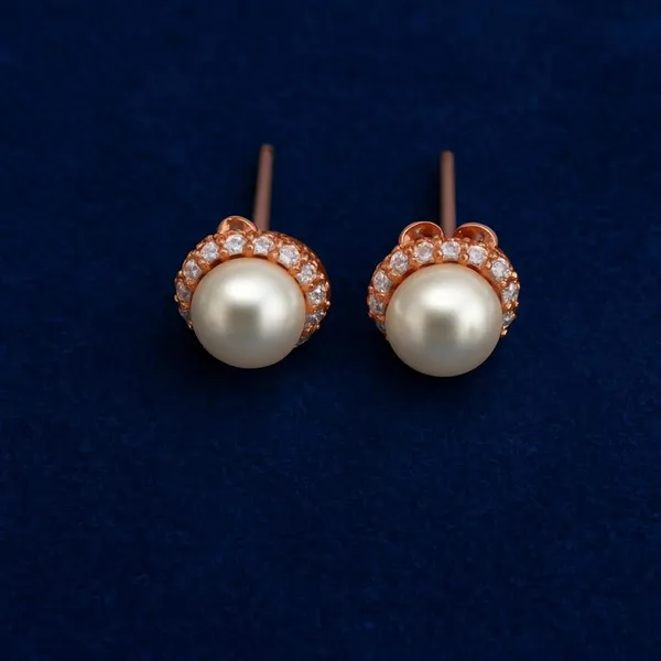 Rose_Gold_Silver_Tone_White_Pearl_Stud_Earrings_For_Women
