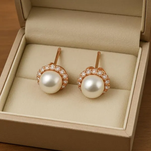 Rose_Gold_Silver_Tone_White_Pearl_Stud_Earrings_For_Women