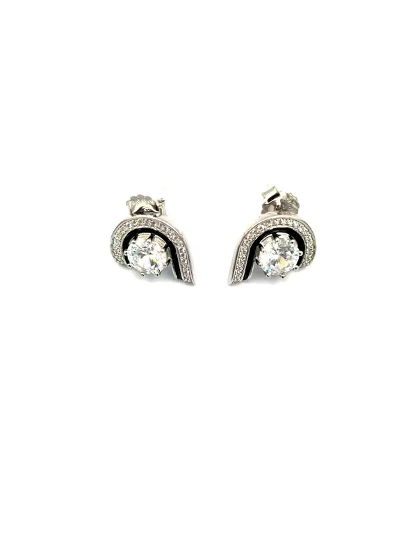 Silver_Crystal_Solitaire_Curved_Stud_Earrings_For_Women