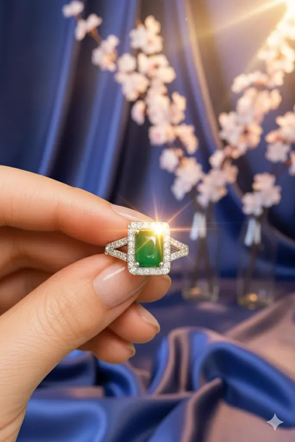 Silver_Emerald_Green_Gemstone_Ring_For_Women
