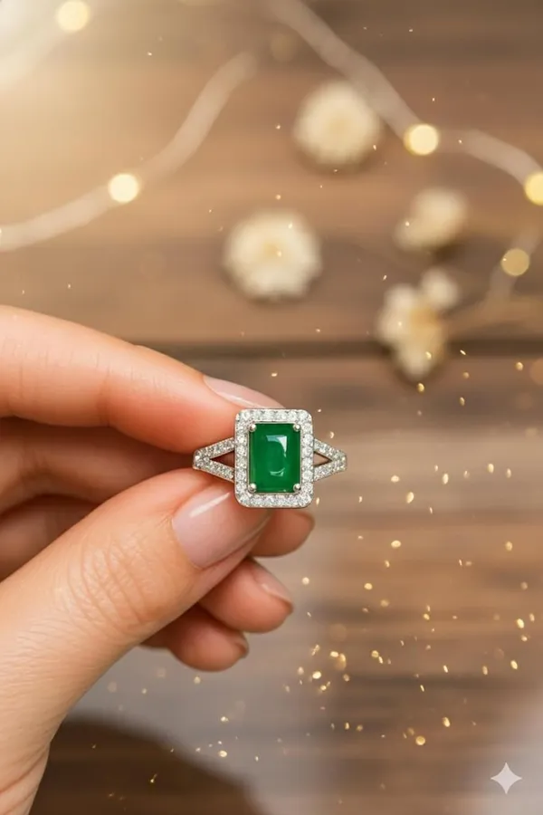 Silver_Emerald_Green_Gemstone_Ring_For_Women