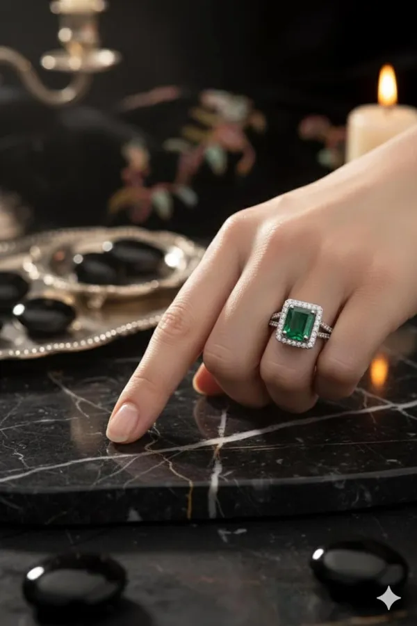 Silver_Emerald_Green_Gemstone_Ring_For_Women