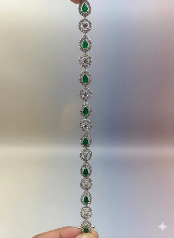 Silver_Green_Aura_Stone_Adjustable_Bracelet_For_Women