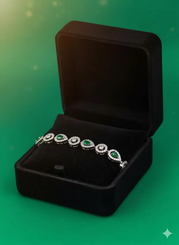 Silver_Green_Aura_Stone_Adjustable_Bracelet_For_Women