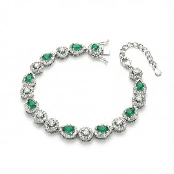 Silver_Green_Aura_Stone_Adjustable_Bracelet_For_Women