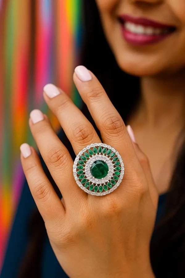 Silver_Emerald_Green_Stone_Adjustable_Ring_For_Women