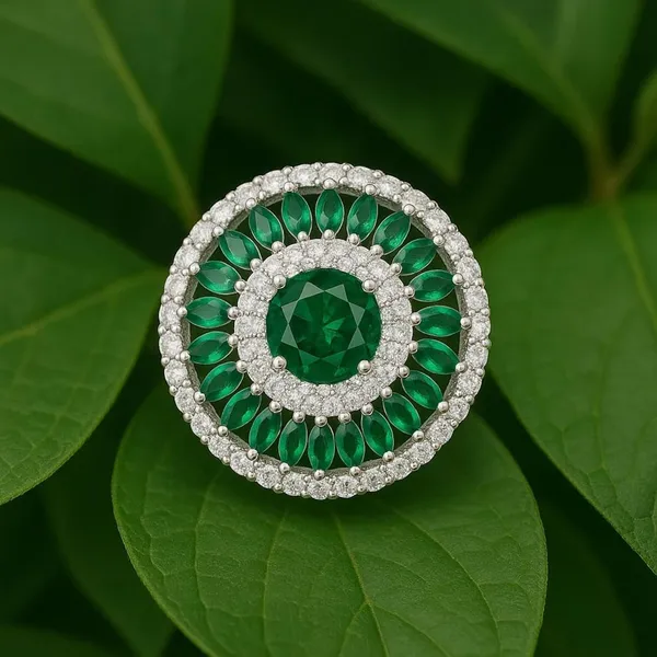 Silver_Emerald_Green_Stone_Adjustable_Ring_For_Women