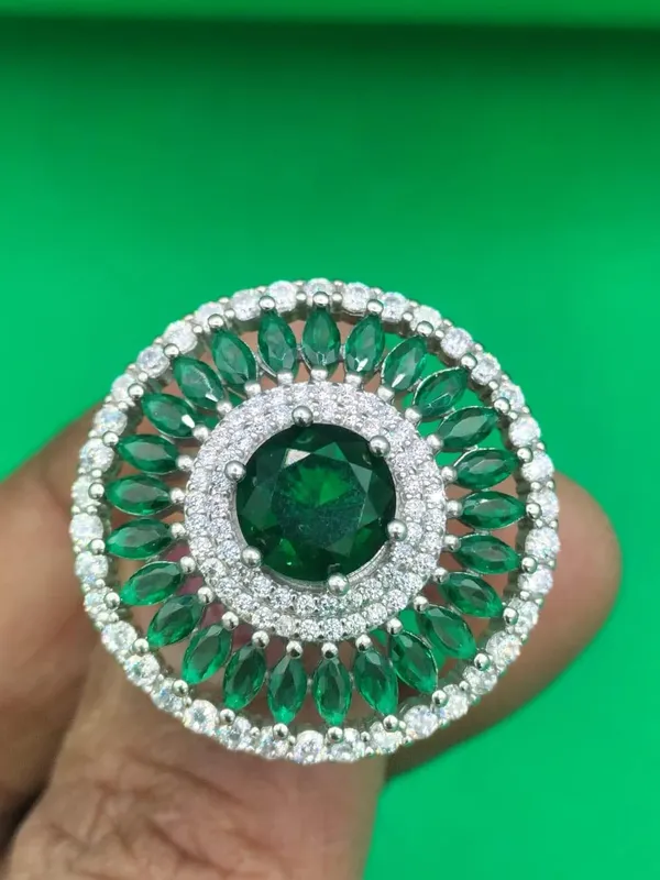 Silver_Emerald_Green_Stone_Adjustable_Ring_For_Women