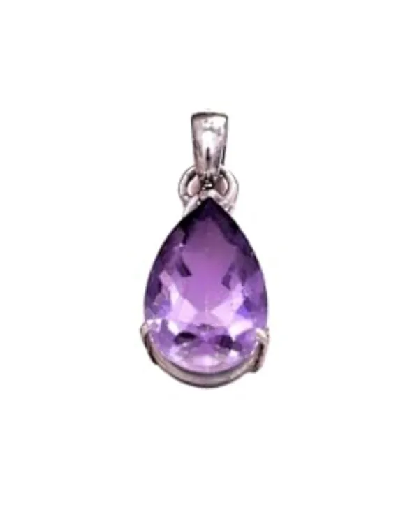 Silver_925_Sterling_Purple_Zircon_Teardrop_Pendant_For_Women