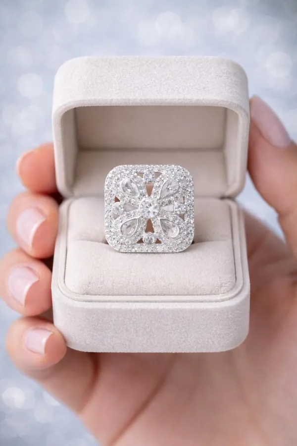 Silver_Sterling_Floral_Cz_Adjustable_Ring_For_Women