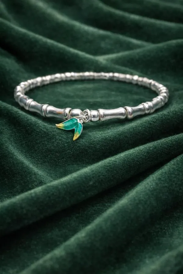 Silver_Bamboo_Leaf_Charm_Stretch_Bracelet_For_Women