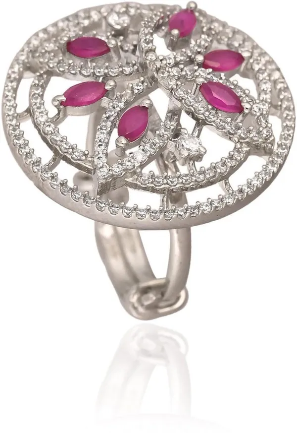 Silver_Plated_Pink_Marquise_Zircon_Floral_Statement_Ring_For_Women