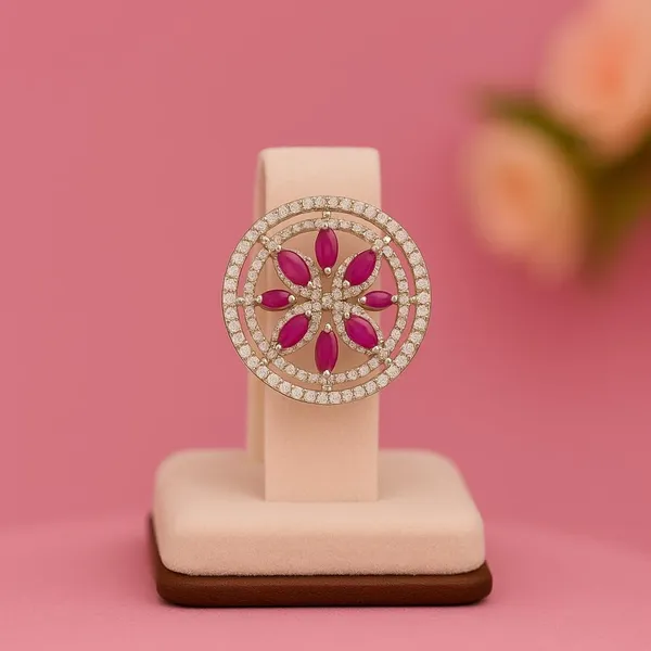 Silver_Plated_Pink_Marquise_Zircon_Floral_Statement_Ring_For_Women