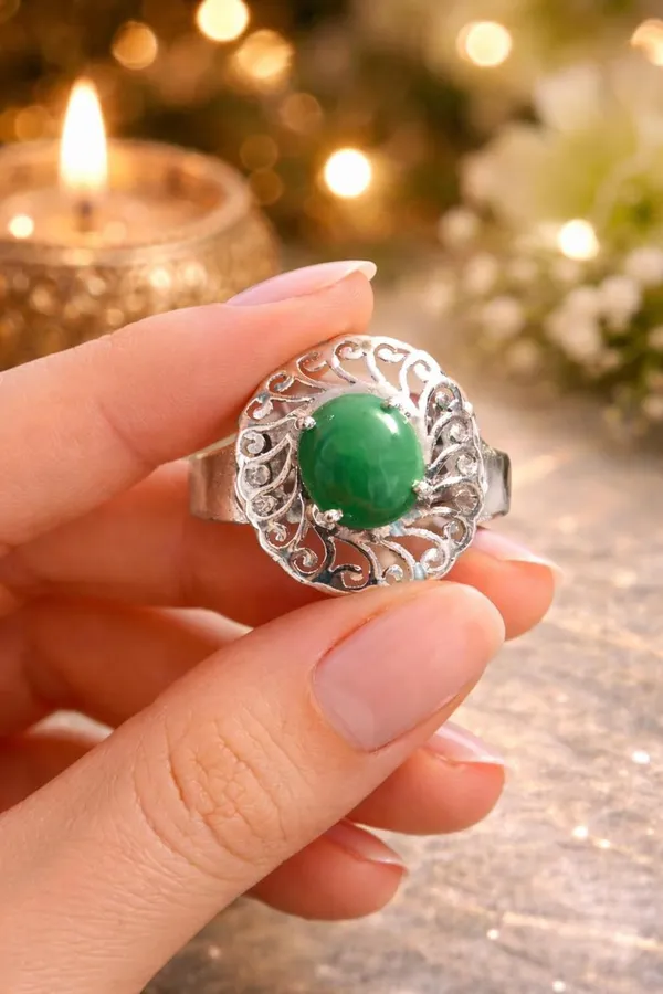Silver_925_Sterling_Green_Zircon_Adjustable_Ring_For_Women