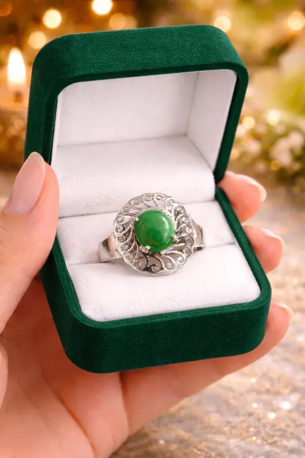 Silver_925_Sterling_Green_Zircon_Adjustable_Ring_For_Women