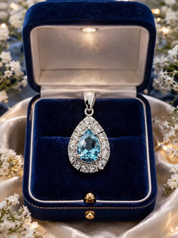Silver_925_Sterling_Blue_Cz_Teardrop_Pendant_For_Women