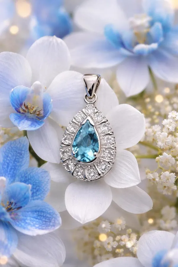 Silver_925_Sterling_Blue_Cz_Teardrop_Pendant_For_Women