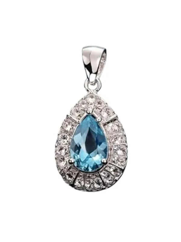 Silver_925_Sterling_Blue_Cz_Teardrop_Pendant_For_Women