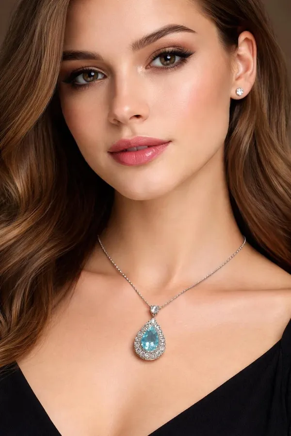 Silver_925_Sterling_Blue_Cz_Teardrop_Pendant_For_Women