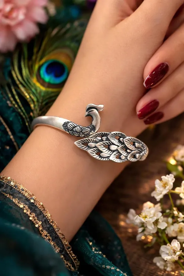 Silver_925_Sterling_Peacock_Feather_Oxidised_Cuff_Bracelet_For_Women