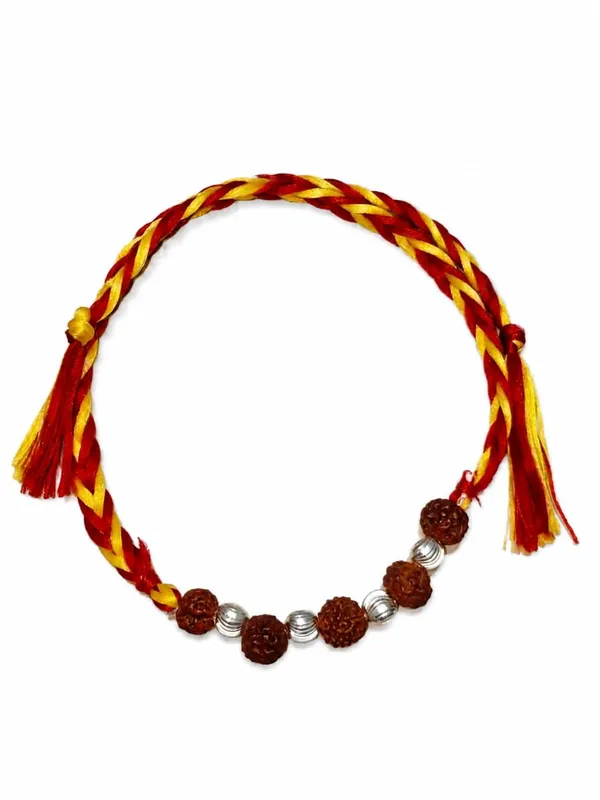 Silver_Rudraksha_Mauli_Thread_Designer_Rakhi_For_Men