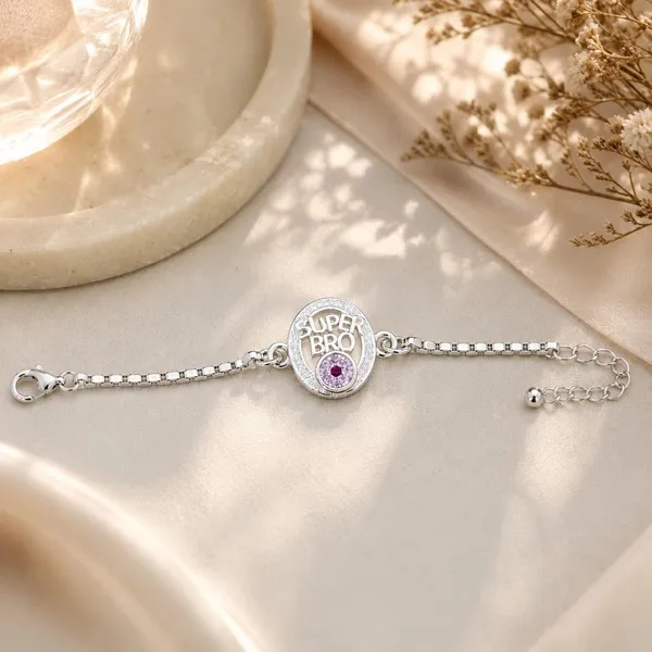 Silver_Heart_Om_Charm_Adjustable_Rakhi_Bracelet_For_Men