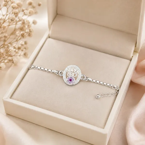 Silver_Heart_Om_Charm_Adjustable_Rakhi_Bracelet_For_Men