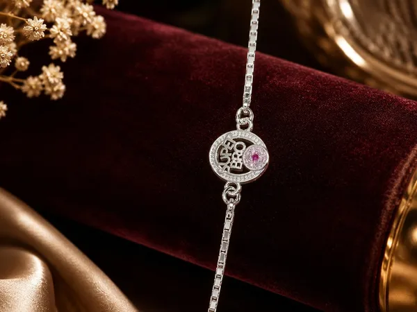Silver_Heart_Om_Charm_Adjustable_Rakhi_Bracelet_For_Men